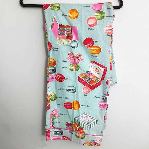 Nick & Nora Mint Green Flannel Pajama Set Macaroon Themed Pants & Top Set  XXL - Picture 3 of 4